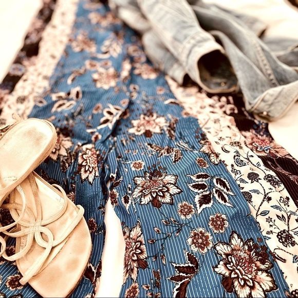 Zara Patchwork Wide Leg Pants with Elastic Waistband - Picture 7 of 10